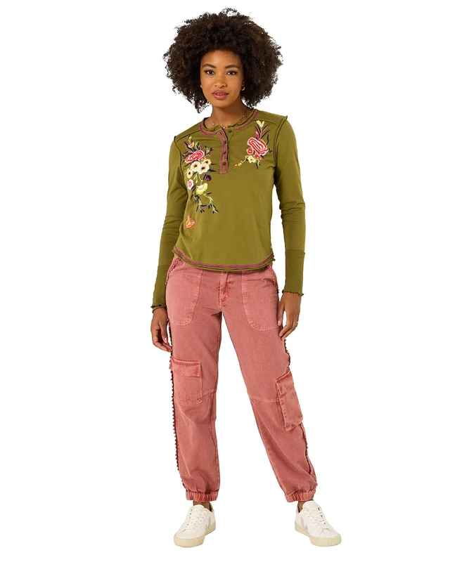 Joe Browns Women's Slim Leg Trim Detail Comfy Cargos, Regular, Pink, UK 12