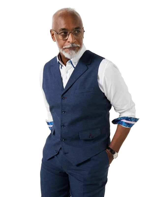 Joe Browns Men's Timeless Linen Blend Waistcoat, Regular, Blue, UK 40
