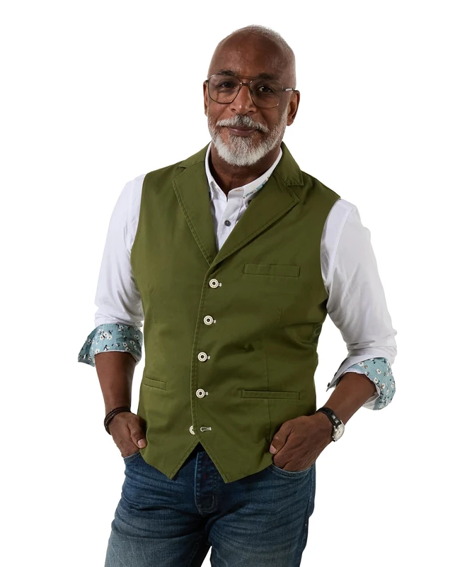 Joe Browns Men's Casual Everyday Cotton Waistcoat, Regular, Green, UK 38