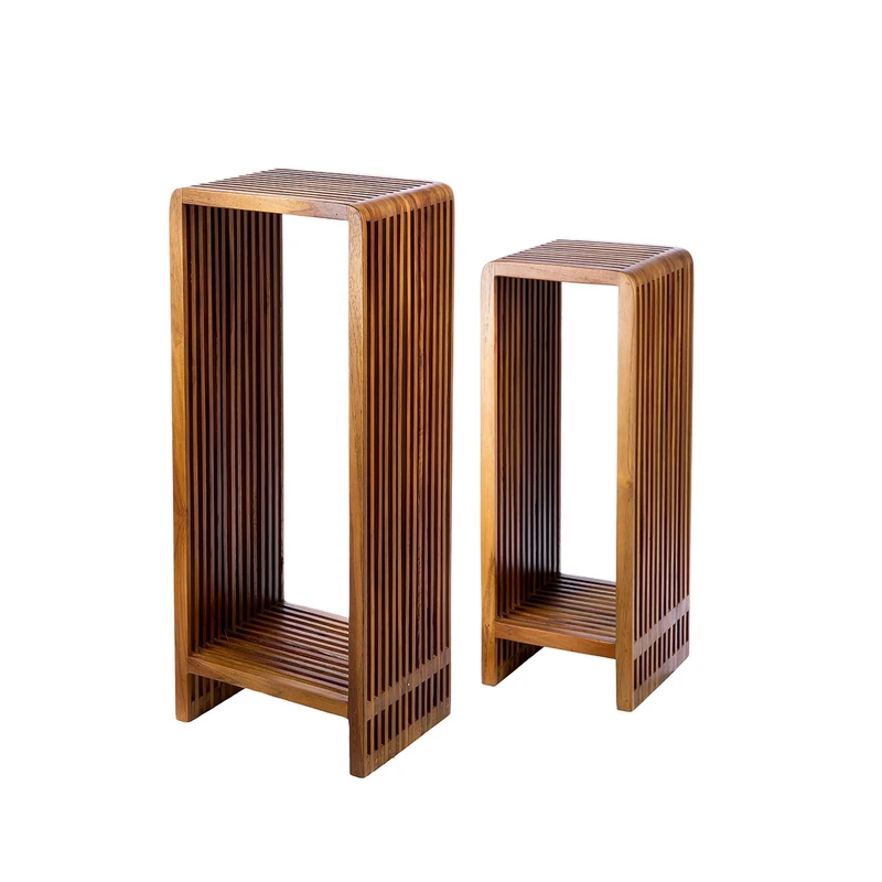 GILDE Set of 2 Cali Wooden Decorative Columns Rectangular Natural Colour Height 86 cm x Width 34 cm