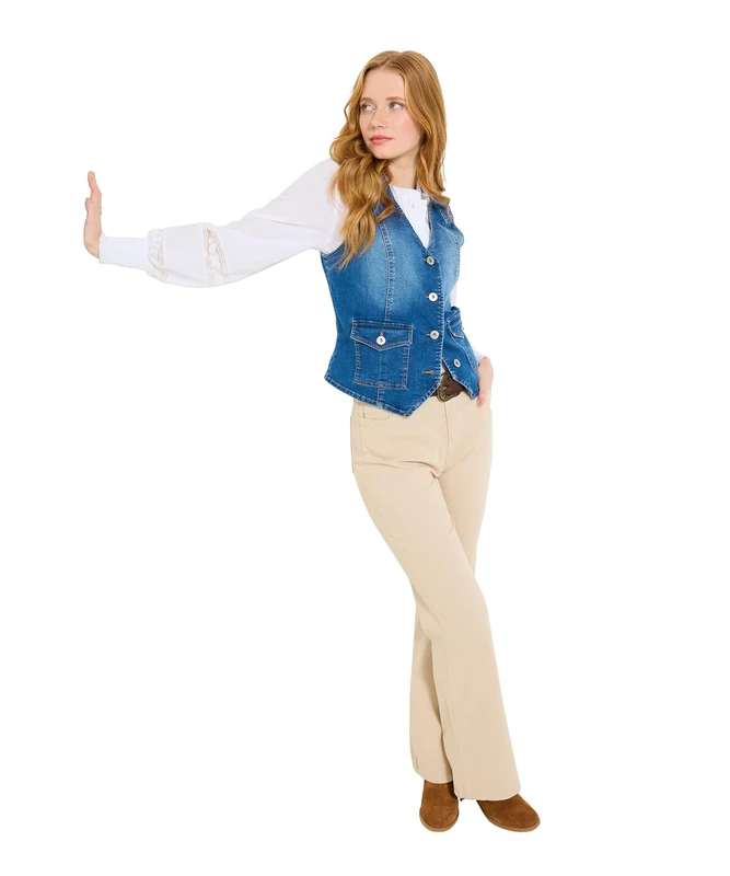 Joe Browns Women's Stretch Denim Waistcoat, Slim, Blue, UK 10