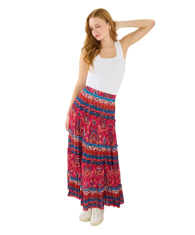 Joe Browns Women's Boho Crinkle Maxi Skirt, Regular, Pink, UK 22