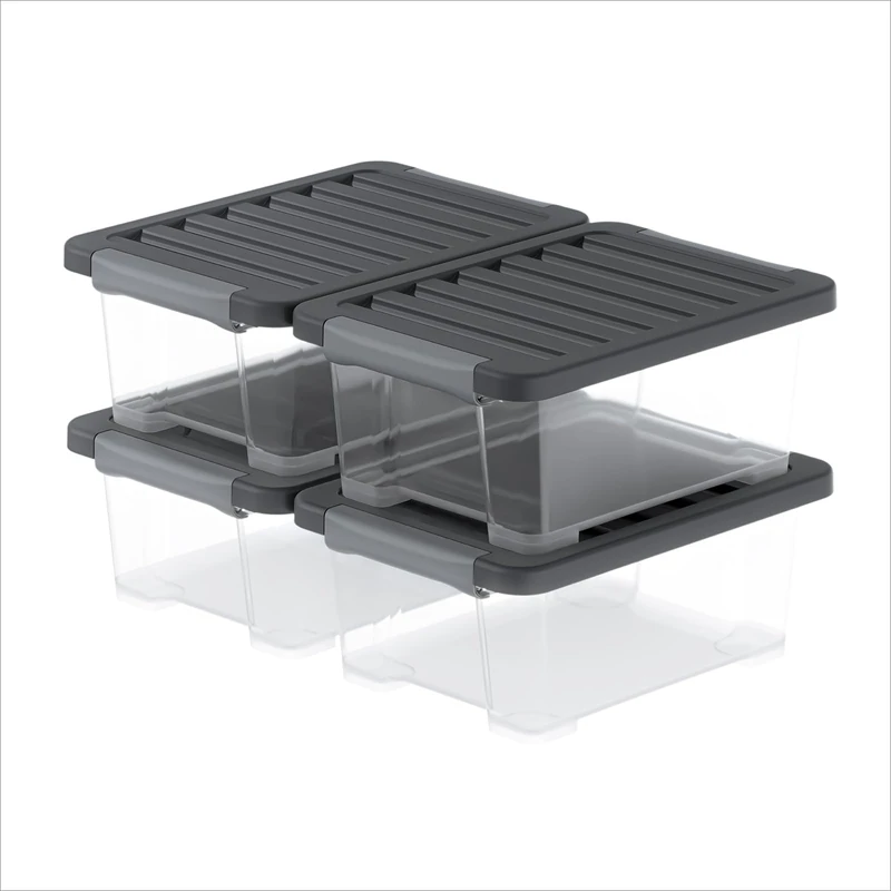 Rotho CORE Pro Storage Boxes 11L Set of 4 - Sealed Lids