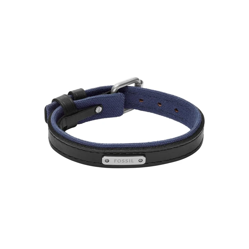 Fossil Everett Men's Black Leather Bracelet, JA7316998