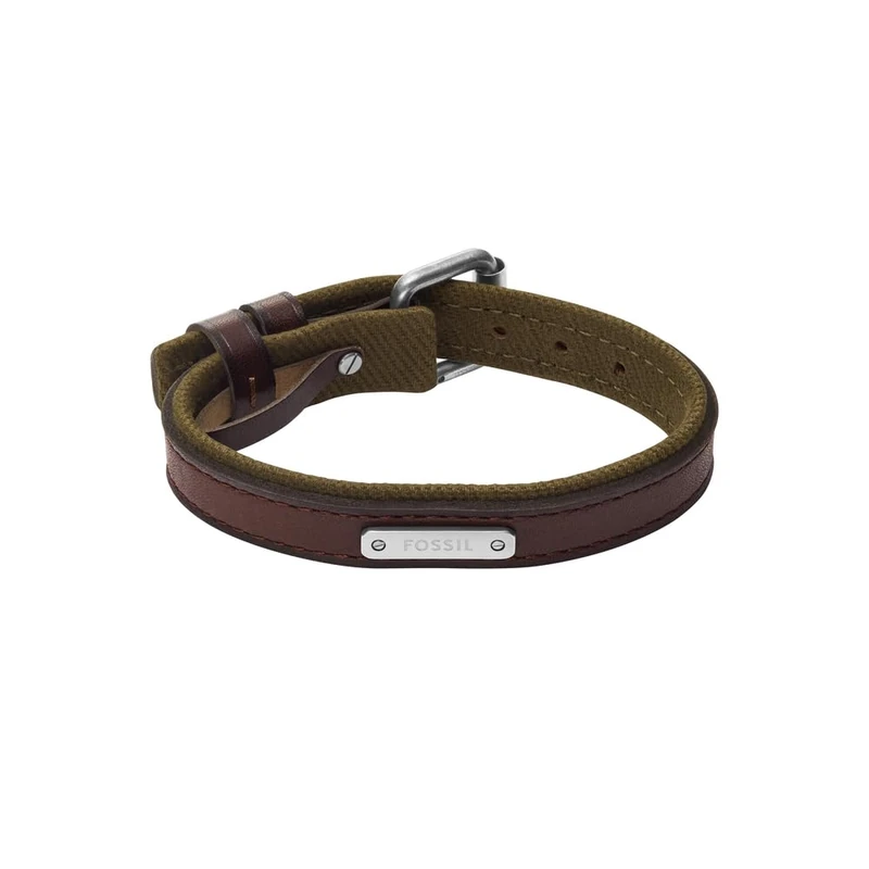 Fossil Everett Men's Brown Leather Bracelet, JA7315998