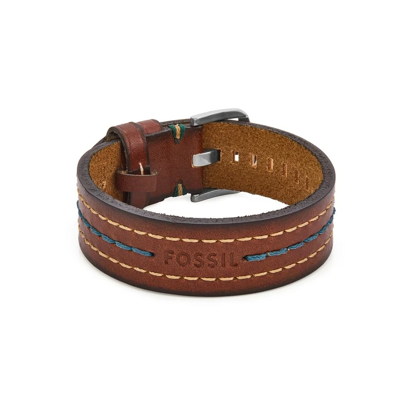 Fossil Everett Men's Brown Leather Bracelet, JF04949040