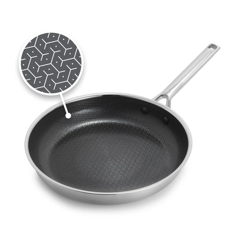 GreenPan Hybrid Stainless Steel Non-Stick 28cm Pan - APEX Tri-Ply Thermobond PFAS Free Ceramic Pan, Induction Safe, Oven Safe up to 220°C, Dishwasher Safe, Silver - Image 1