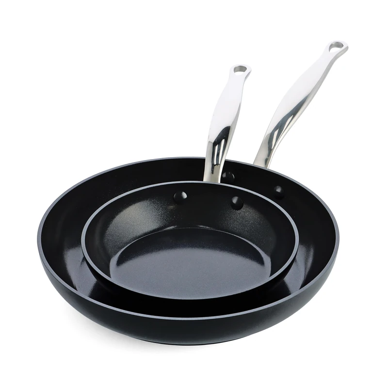 GreenPan Barcelona Hard Anodized Hard Anodized Healthy Ceramic Non-Stick Coating, 2-Piece Frying Pan Set 20 cm and 28 cm, PFAS-Free, Stainless Steel Handle, Scratch-Resistant, Induction, Oven