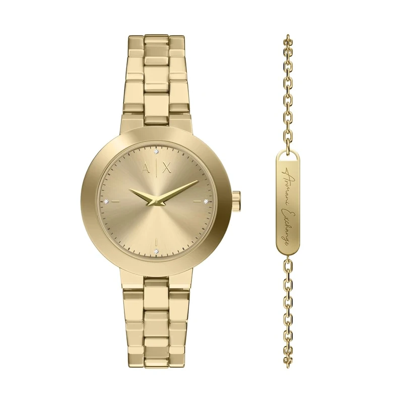 Armani Exchange Women's 36MM Gold-Tone Stainless Steel Watch, AX7177SET
