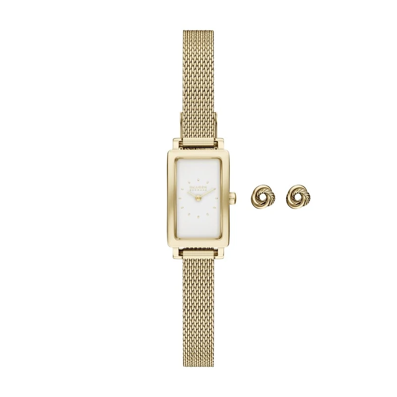 Skagen Hagen Micro Women's 30MM Gold-Tone Stainless Steel Watch Gift Set, SKW1158SET
