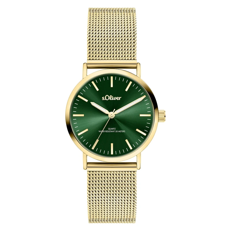 s.Oliver Women's Watch, Round, Gold, 30 mm, Elegant Women's Watch Made of Polished Stainless Steel with Quartz Movement, 5 ATM Waterproof, Scratch-Resistant