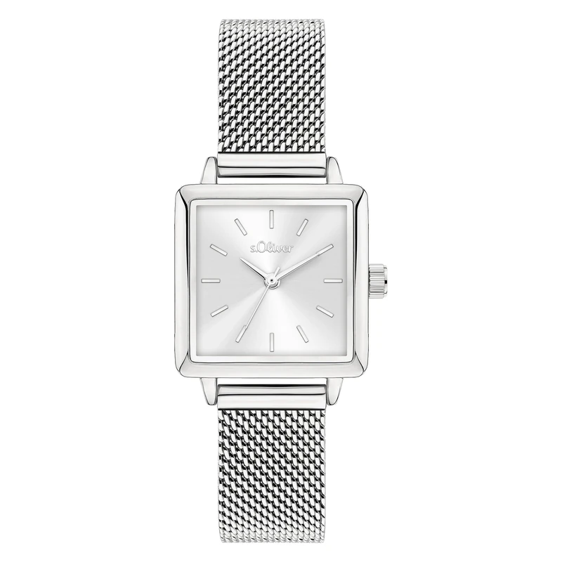 s.Oliver Women's Watch - Square - Silver - 14 mm - Elegant Women's Watch Made of Metal with Quartz Movement - 3 ATM Waterproof - Scratch-Resistant