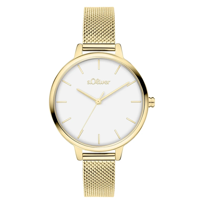 s.Oliver Women's Watch - Round - Gold - 36 mm - Elegant Women's Watch Made of Metal with Quartz Movement - 3 ATM Waterproof - Scratch-Resistant