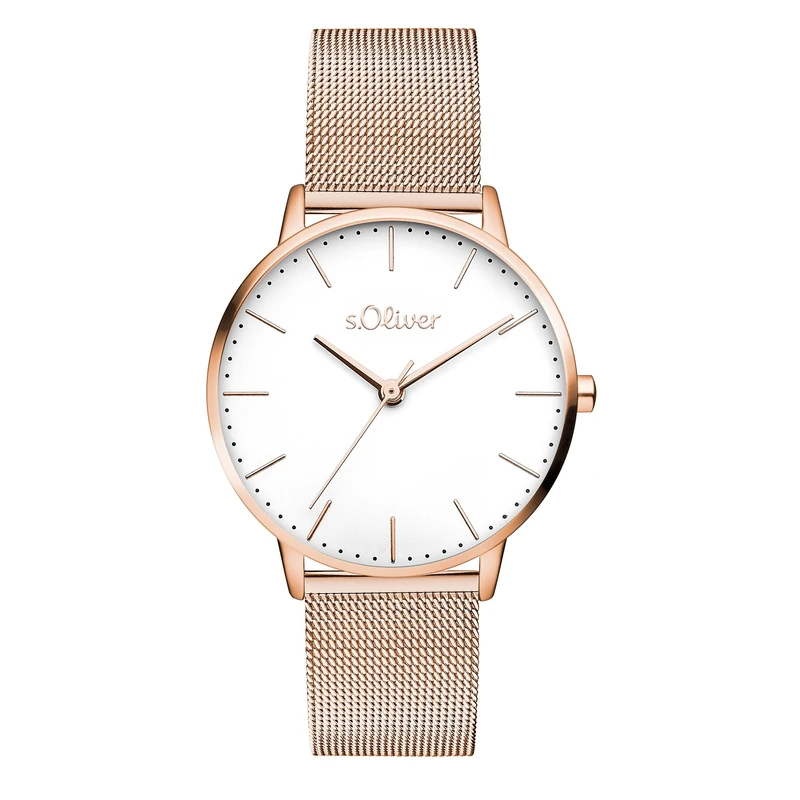 s.Oliver Women's Watch - Round - Rose Gold - 16 mm - Elegant Women's Watch Made of Metal with Quartz Movement - 3 ATM Waterproof - Scratch-Resistant