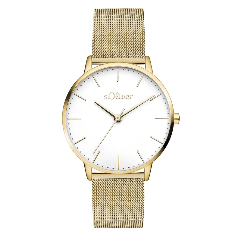 s.Oliver Women's Watch - Round - Gold - 16 mm - Elegant Women's Watch Made of Metal with Quartz Movement - 3 ATM Waterproof - Scratch-Resistant
