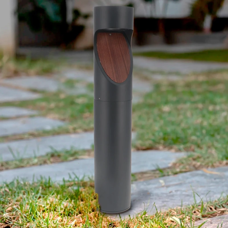 M Ledme Milu Grey 10W LED Bollard 1000 Lumens Adjustable Color Temperature Warm White to Cool White (CCT), IP65 Waterproof, Height 80 cm, for Garden, Patio, Entryways and Patios.