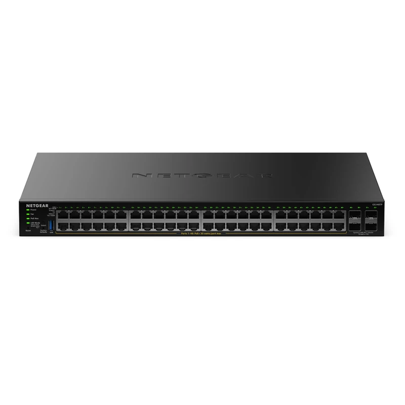 NETGEAR S350 Series 52-Port Gigabit Ethernet PoE+ Smart Managed Essentials Switch – 48 x 1G PoE+ @ 380W, 4 x 1G Dedicated SFP – Desktop or Rackmount (GS348TPv2)