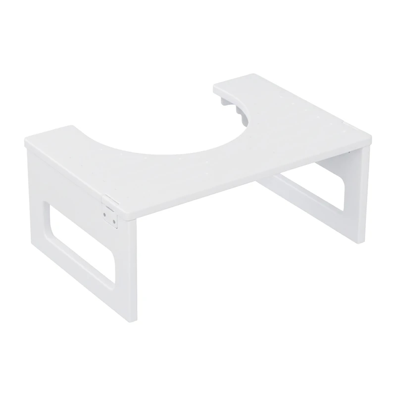 Relaxdays Bamboo Toilet Stool, Foldable, Non-Slip for Adults, 43x27.5x18 cm, White