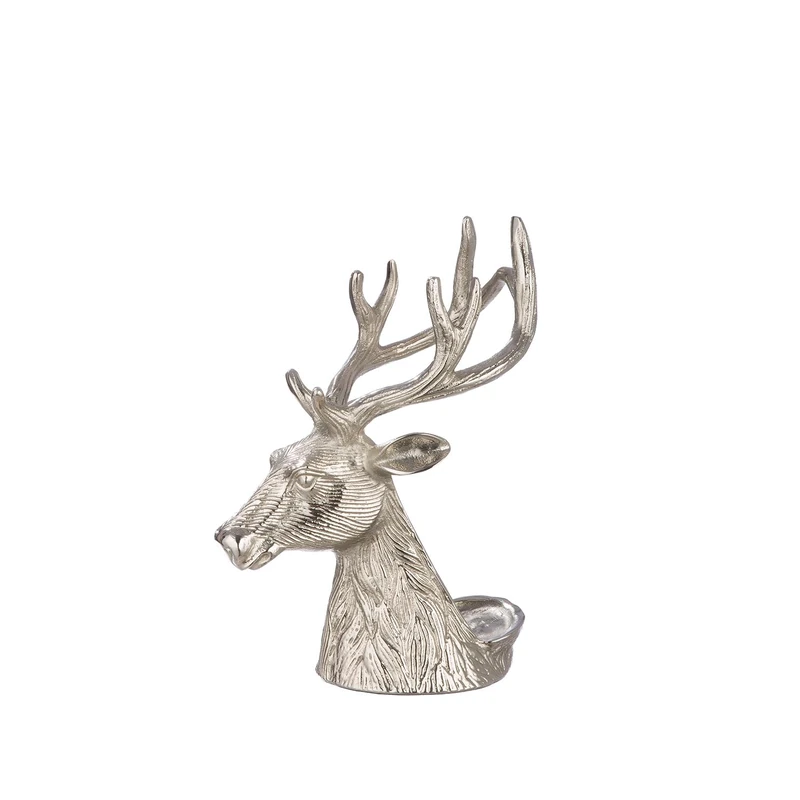 GILDE Claude Bottle Holder Aluminium with Textured Stag Motif Height 24 cm x Width 12 cm Silver - Image 1