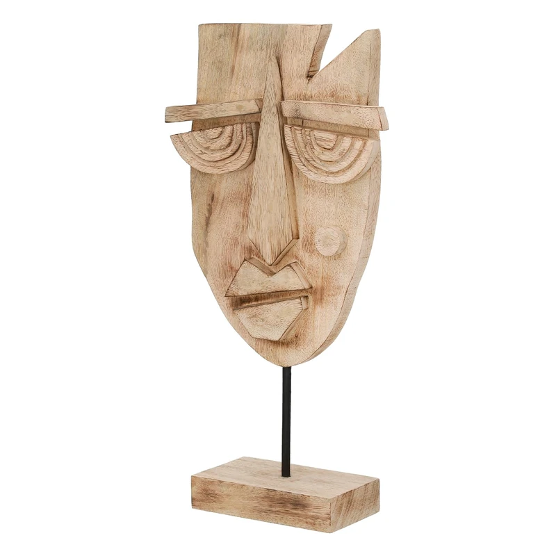 GILDE Yoruba Mango Wood Sculpture Mask Natural Colour Height 46 cm x Width 23 cm Decoration
