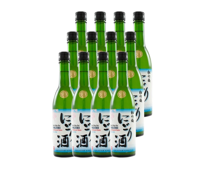 Shochikubai Nigori Silky Mild Sake 375ml 15% (Pack of 12) | Creamy Unfiltered Japanese Rice Wine | Smooth, Mellow & Sweet-Citrus Notes
