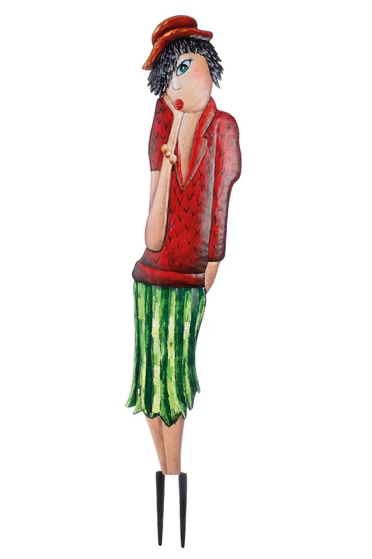 Casablanca Aurelie Garden Stake Metal Woman Motif Red Height 140 cm x Width 23 cm Garden Decoration - Image 1