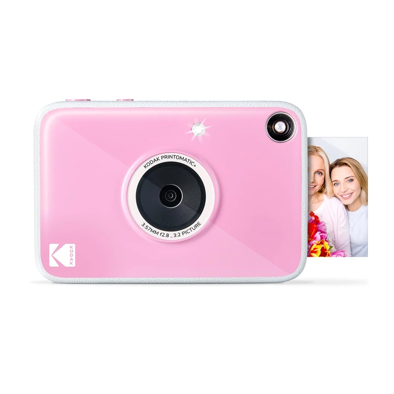 Kodak Printomatic+ Full-Color Instant Print Digital Camera, Zink 2x3" (5.1x7.5 cm) Sticky-Back Photo Paper, 5MP, Portable, Creative Fun Gift for Birthday, Christmas, Holiday, Rose