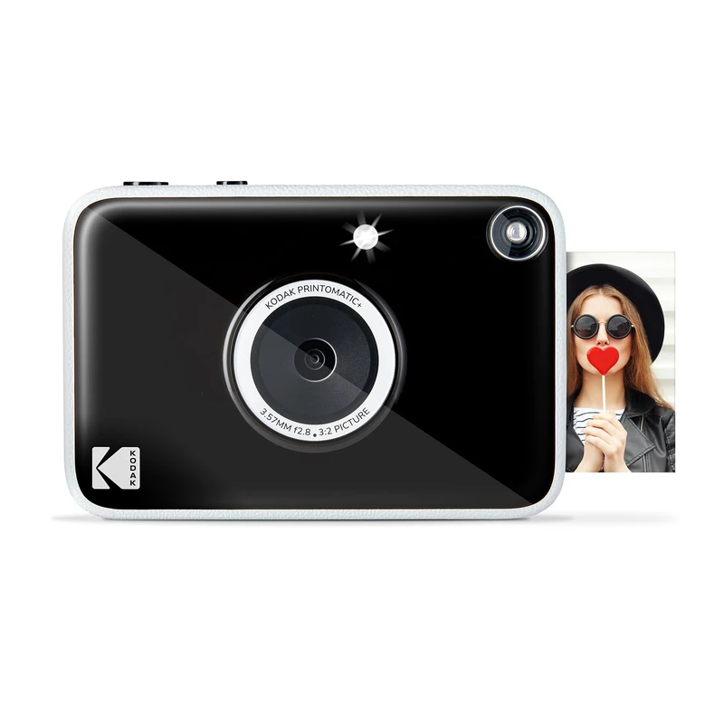 Kodak Printomatic+ Full-Color Instant Print Digital Camera, Zink 2x3" (5.1x7.5 cm) Sticky-Back Photo Paper, 5MP, Portable, Creative Fun Gift for Birthday, Christmas, Holiday, Midnight