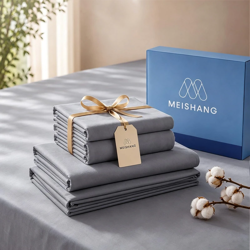 MEISHANG 1000 Thread Count Cotton Sheets Queen Size - 100% Egyptian Cotton, Sateen Weave, Ultra Soft & Breathable Sateen, 16" Deep Pockets - 4 Piece (Queen, Grey)