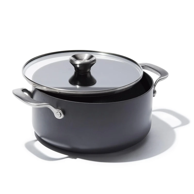 OXO Ceramic Non‑Stick Professional 24 cm Stockpot with Lid – Diamond‑Reinforced No-PFAS Ceramic, Induction‑Ready Base, Tempered Glass Lid, Oven Safe to 200°C, Dishwasher Safe - Image 1