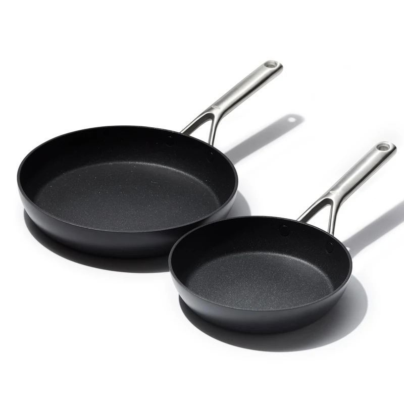 OXO Ceramic Non‑Stick Professional Frying Pan Set (20 cm & 26 cm) – Diamond‑Reinforced No-PFAs Ceramic, Hard‑Anodised Aluminium, Induction‑Ready Bases, Oven Safe to 200°C, Dishwasher Safe