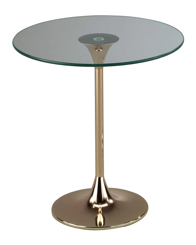 A ASPECT Eleni Side/End Table-Clear Glass Top,Gold Finish Metal Base