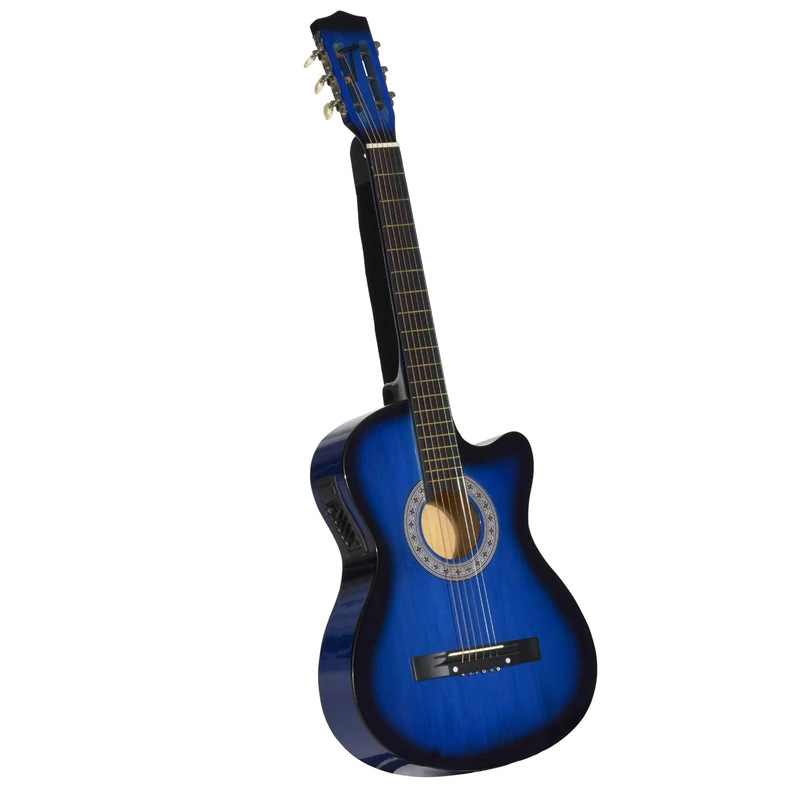 HOMCOM Electric Guitar Pack, Electric Guitar Kit for Beginners with Bag, Strap, String, Picks, Cable, Blue and Black