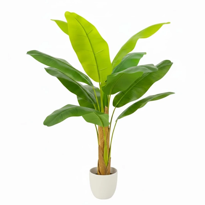 Clove, Artificial Plant Large Banana Tree 120 cm with Real and Natural Trunk - Decorative, Tree, Decoration for Indoor, Office, Home, Hotels and Events - Moldable Leaves, Realistic Plant