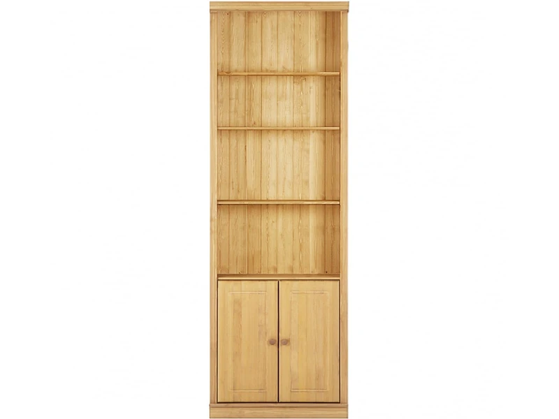 Anita Wall Unit E with 1 bookcase and 2 wooden doors in stained wax,37x223x74 cm (DxHxW)