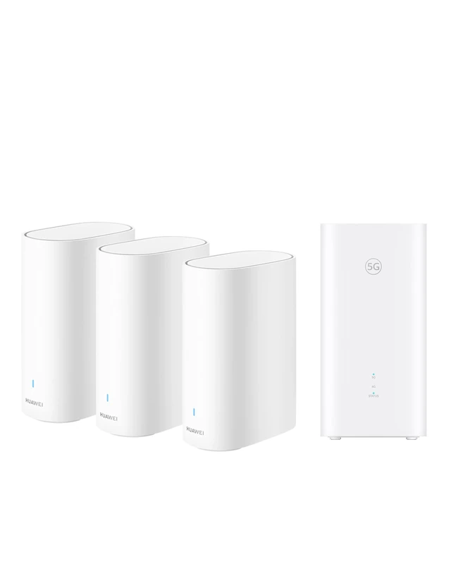 HUAWEI Mesh Whole-Home WiFi Coverage Solution- HUAWEI WiFi Mesh 3+ Router 3-Pack + Brovi 5G CPE 5s, Dual-Band Wi-Fi 6 AX3000, 5G SIM Router Mesh System