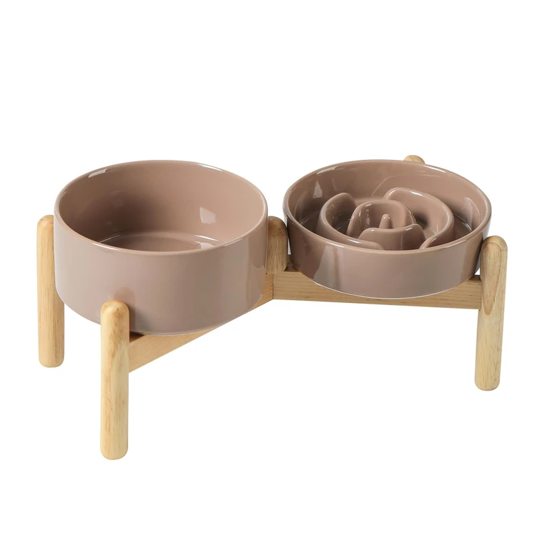 Havniva Elevated Slow Feeder Dog Bowls, Ceramic Dog Bowl Slow Feeder Set