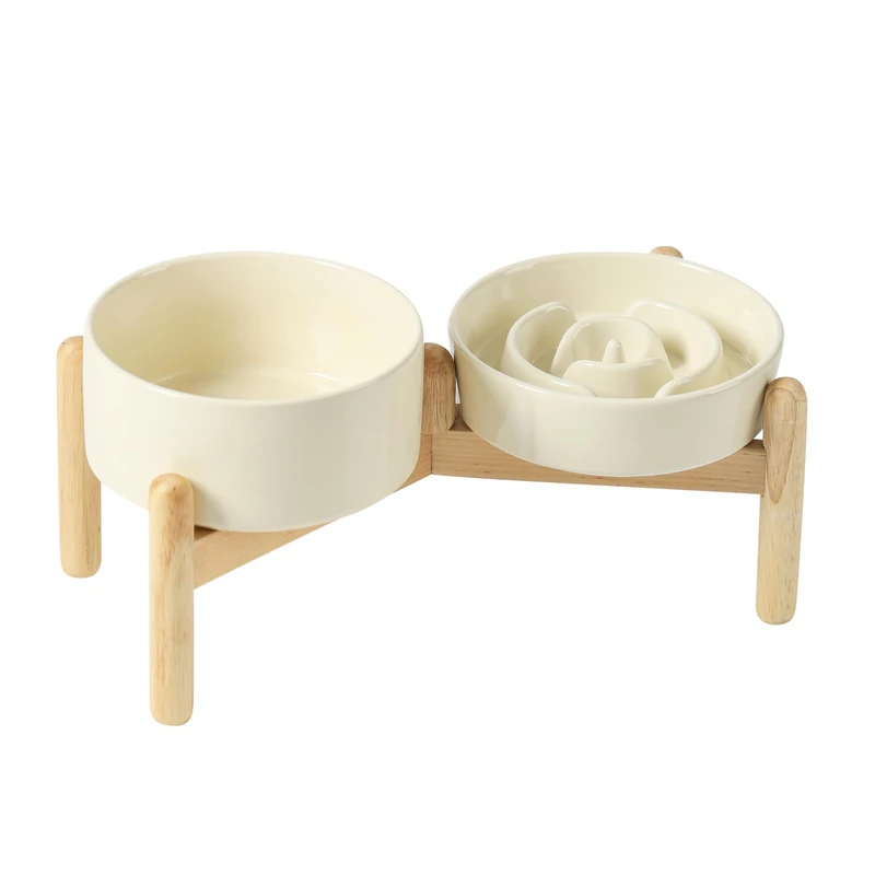 Havniva Elevated Slow Feeder Dog Bowls, Ceramic Dog Bowl Slow Feeder Set