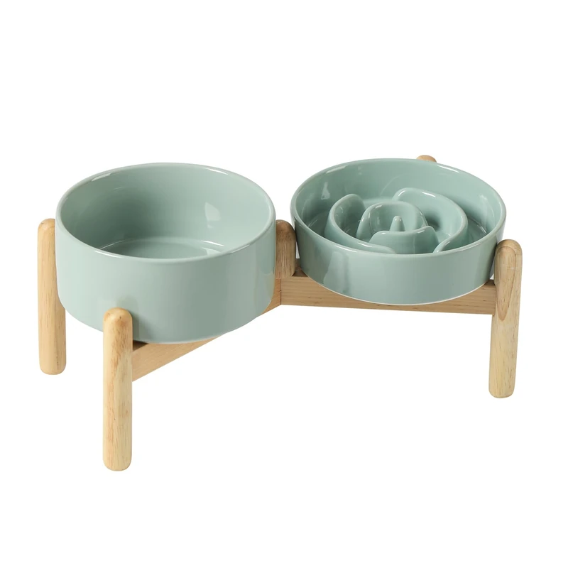 Havniva Elevated Slow Feeder Dog Bowls, Ceramic Dog Bowl Slow Feeder Set