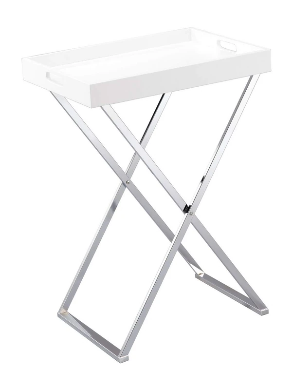 A ASPECT Hopkins Foldable Butler Table - White and Chrome