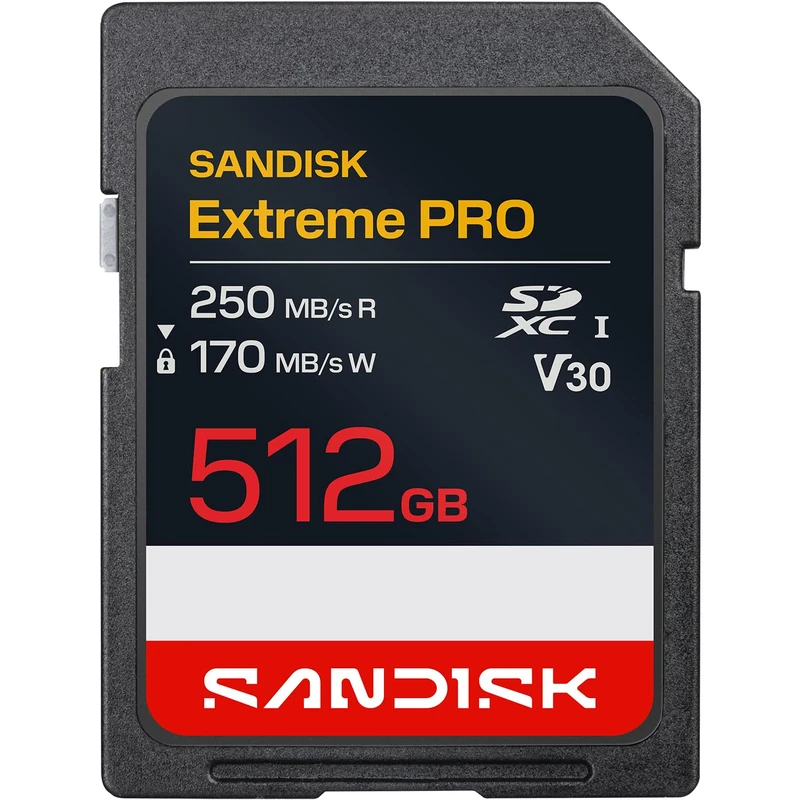 SANDISK Extreme PRO SD UHS-I Card 512GB (up to 250MB/s read speed and 170MB/s write speed, 4K UHD video, U3, V30) Memory Zone App