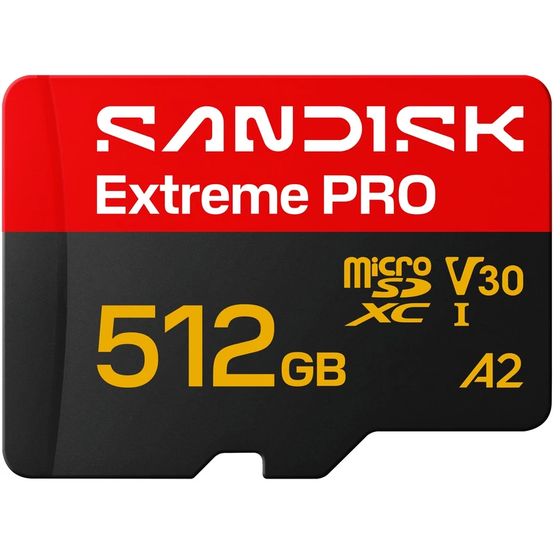 SANDISK Extreme PRO microSDXC UHS-I Card + SD Adapter, 512GB (up to 250MB/s read, 170MB/s write speed, 5K, 3K, 4K UHD, C10, V30, U3, A2) For Action Cams, Drones, Android devices