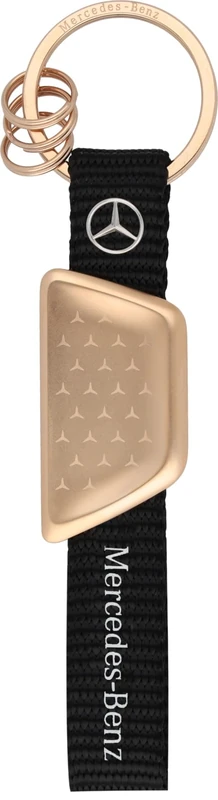 Mercedes-Benz Unisex Rose Gold/Black Stainless Steel/PET Keyring 13cm with Pattern and 4 Split Rings Textile Loop
