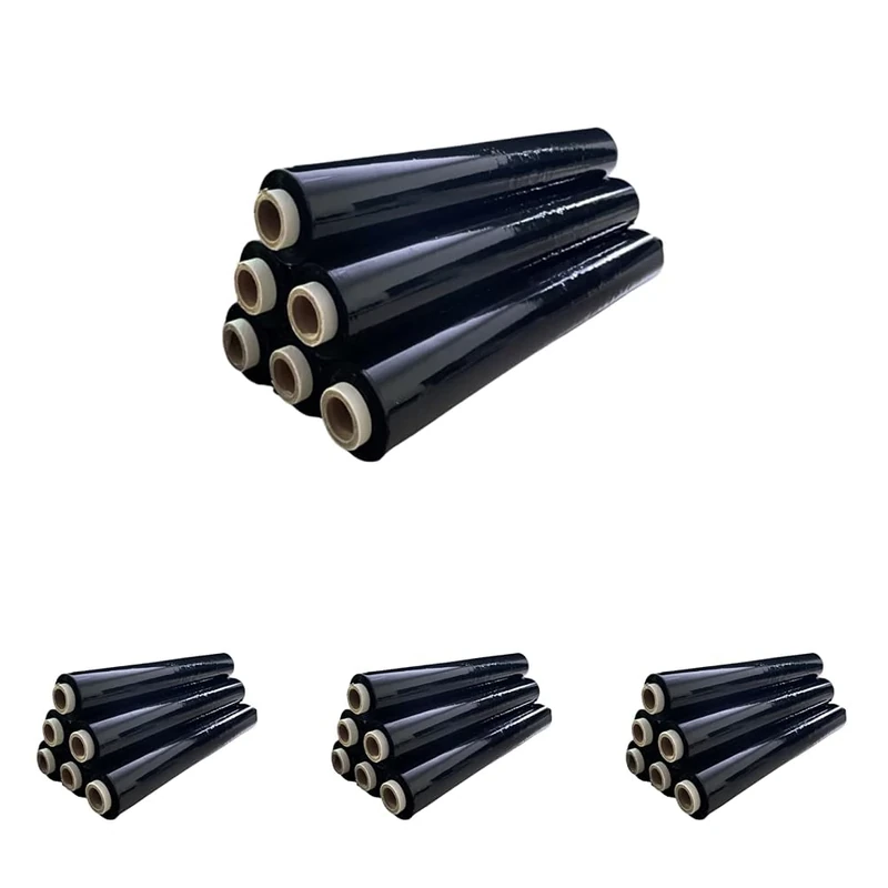 REQUISITE NEEDS Heavy Duty Shrink Wrap Roll Cling Film Packaging 400MM x 250M (Pack Of 24) (Black)
