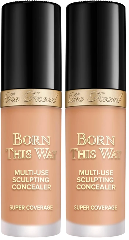 Too Faced Born This Way Super Coverage Multi-Use Concealer | Full Coverage, Oil Free, Long Lasting + Hydrating (Pack of 2)