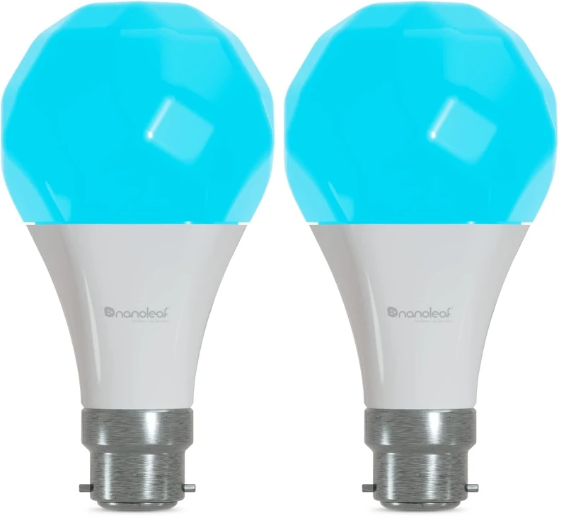 Nanoleaf Essentials B22 LED Bulb, RGBW Dimmable Smart Bulb - Thread & Bluetooth Colour Changing Light Bulb, Works with Google Assistant Apple Homekit, for Room Decor & Gaming (Pack of 2)