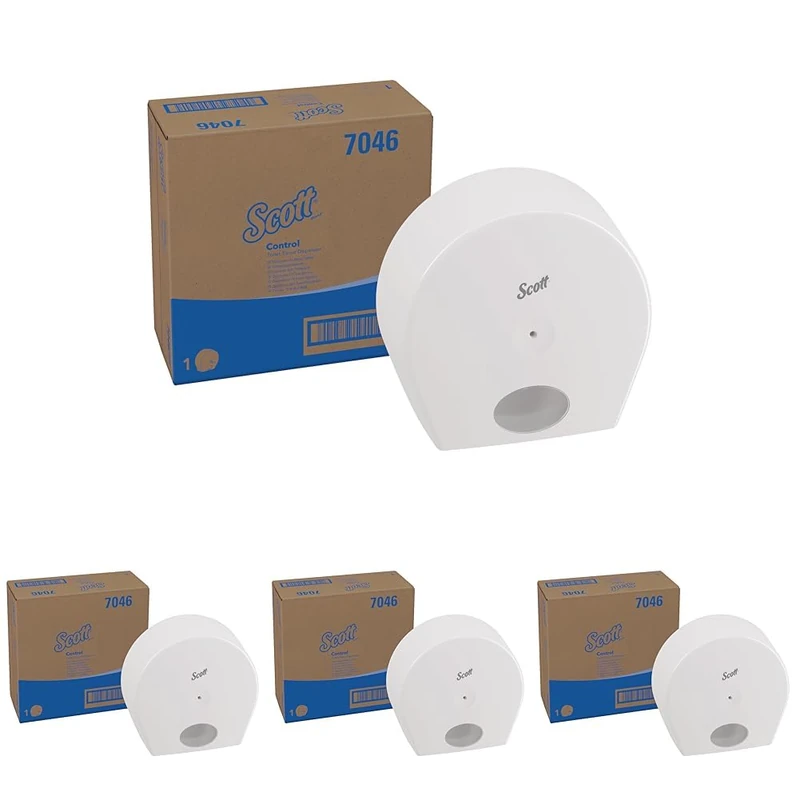 Scott Control Toilet Paper Dispenser 7046-1 x White Toilet Roll Dispenser (Pack of 4)