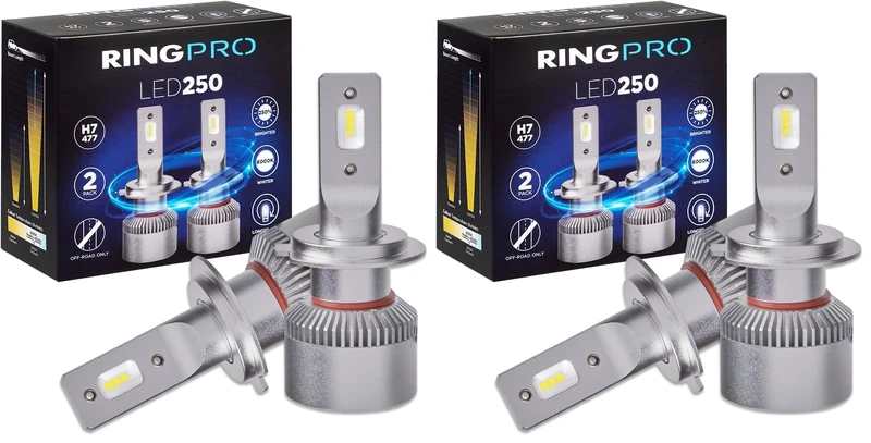 RING Pro LED250 H7 2 Halogen Replacement Bulbs - Increase the Range & Style of Your Vehicles Headlights: For Off Road Use Only (Pack of 2)