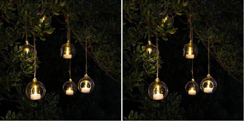 NOMA Glass Bubble Tealight Holders with Remote Controlled Warm White LED's (Set of 6) (Pack of 2)