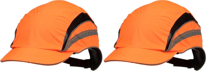 3M First Base 3 Bump Cap 2021874, Classic, High Visibility, Orange Reduced Peak, 55mm (Pack of 2) - Image 1
